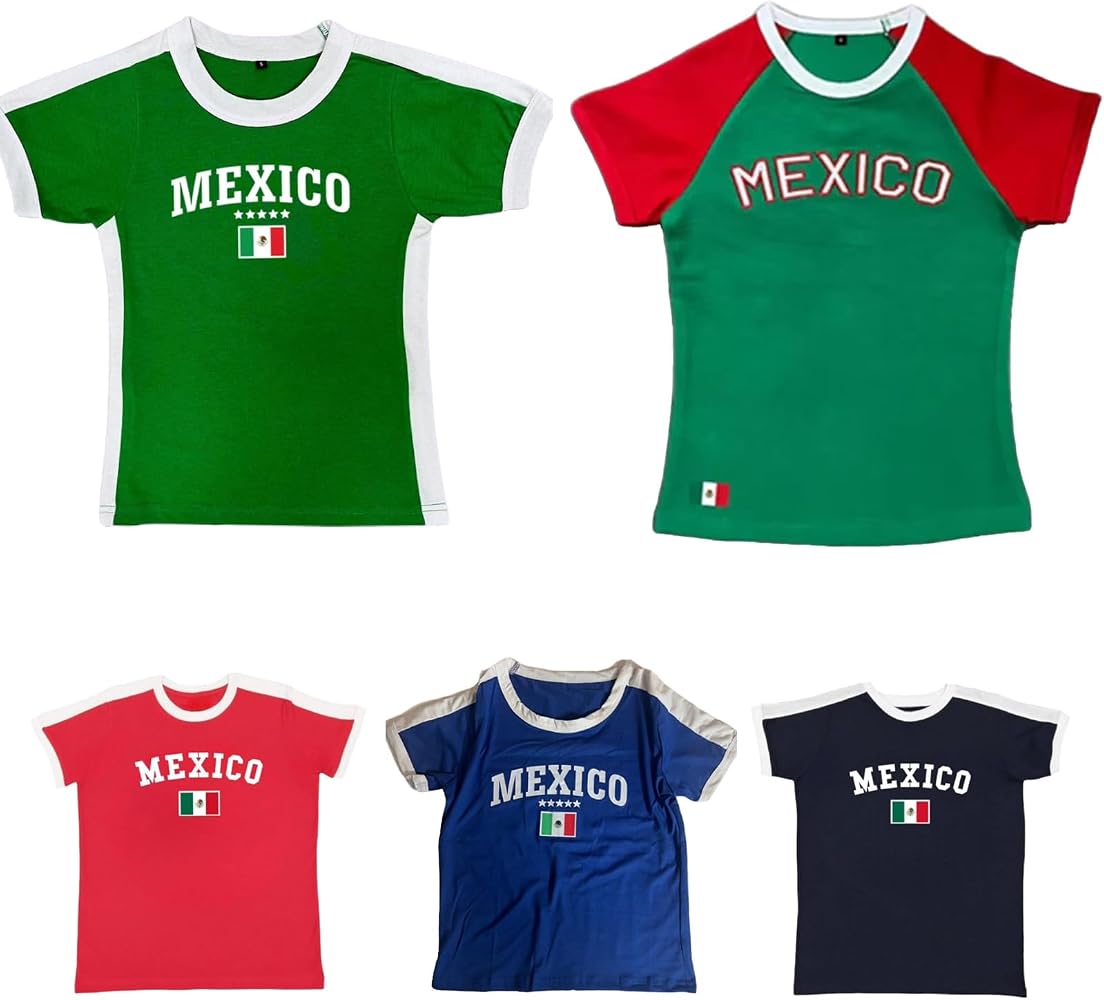 Mexico Shirt Graphic Baby Tees for Women Y2k Crop Top Mexico